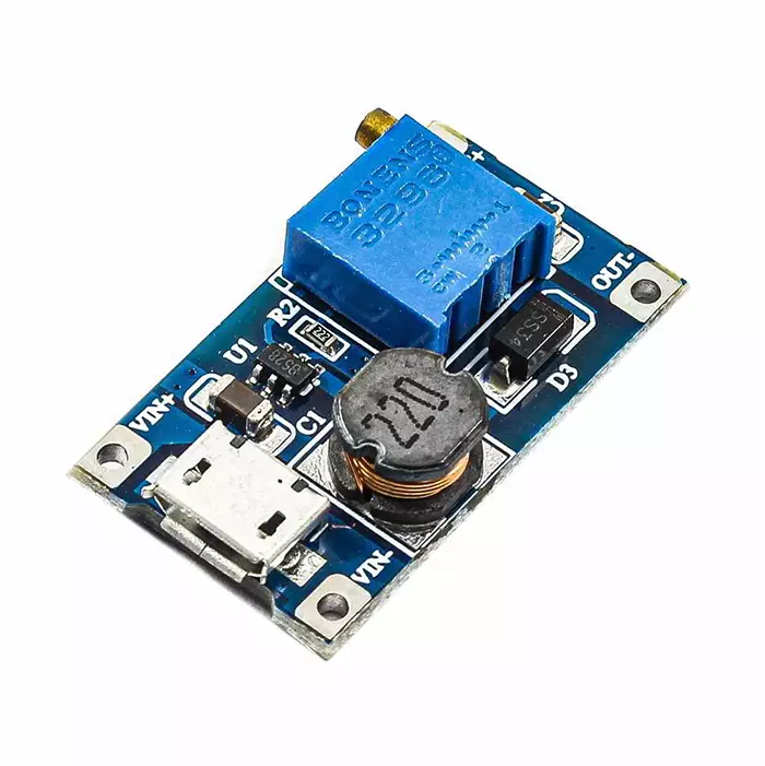 ماژول رگولاتور DC به DC افزاینده MT3608 با ورودی میکرو USB